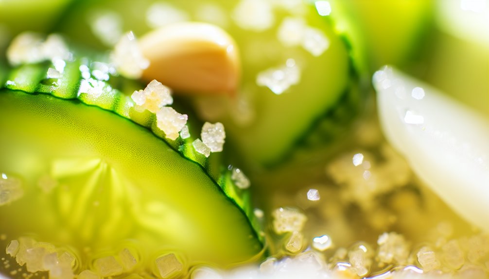 tasapainoiset valkosipuliset sokeriset suolakurkut