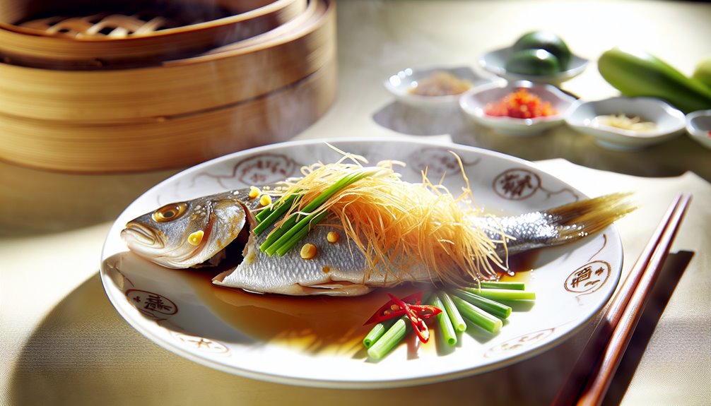 tasapainoinen umamilla maustettu höyrytetty kala