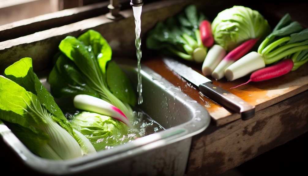 puhtaat, terävät, desinfioidut vihannekset