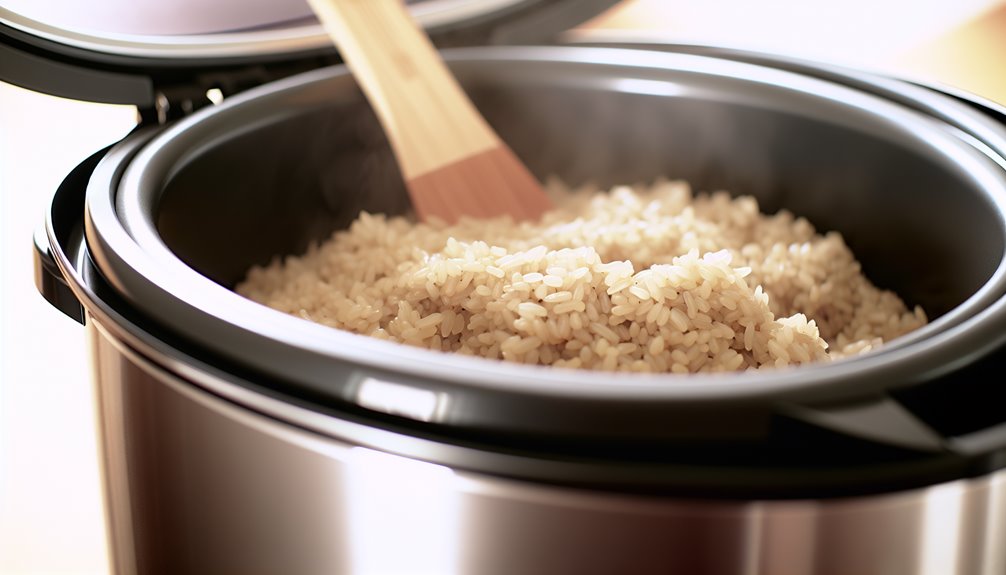 sekoita ruskeaa riisiä varovasti