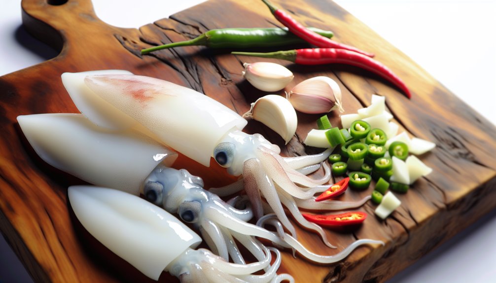 valitse tuoreita pieniä mustekaloja