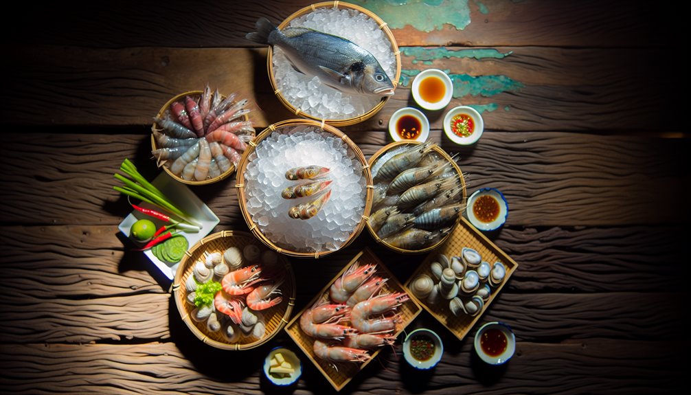 sushin laatuluokan äyriäiset jäädyttää jäällä