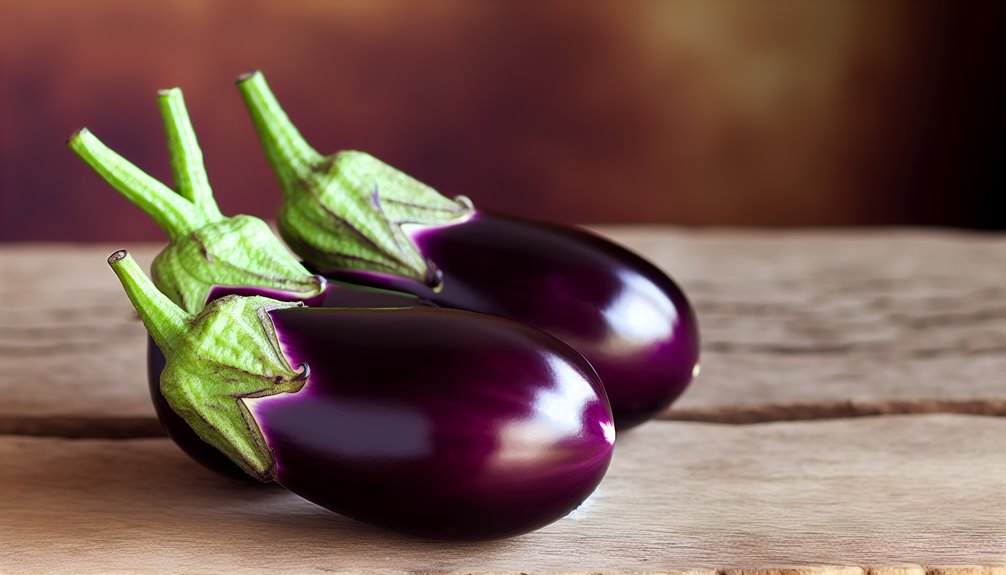 kolme kypsää aasialaista munakoisoa